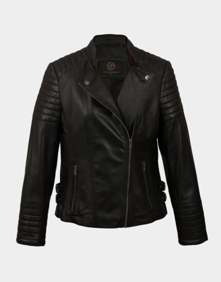 Emma black leather jackets for female