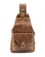 brown leather body bag