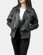 gloss leather biker jacket