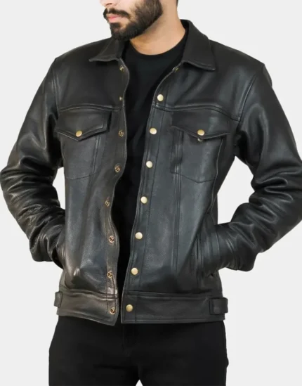 MEN Black Leather Jacket