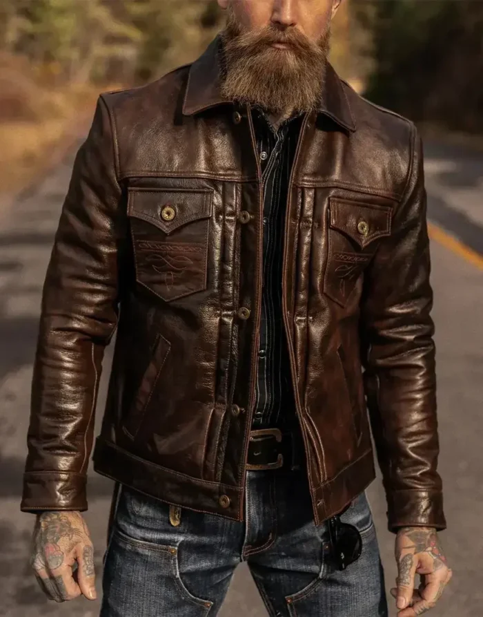 Men Brown Leather jacket