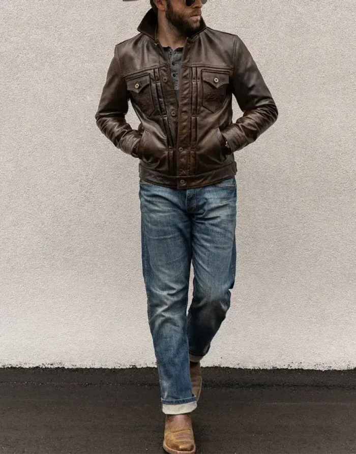 Men Brown Leather jacket