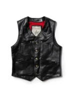 Men Black Leather Vest
