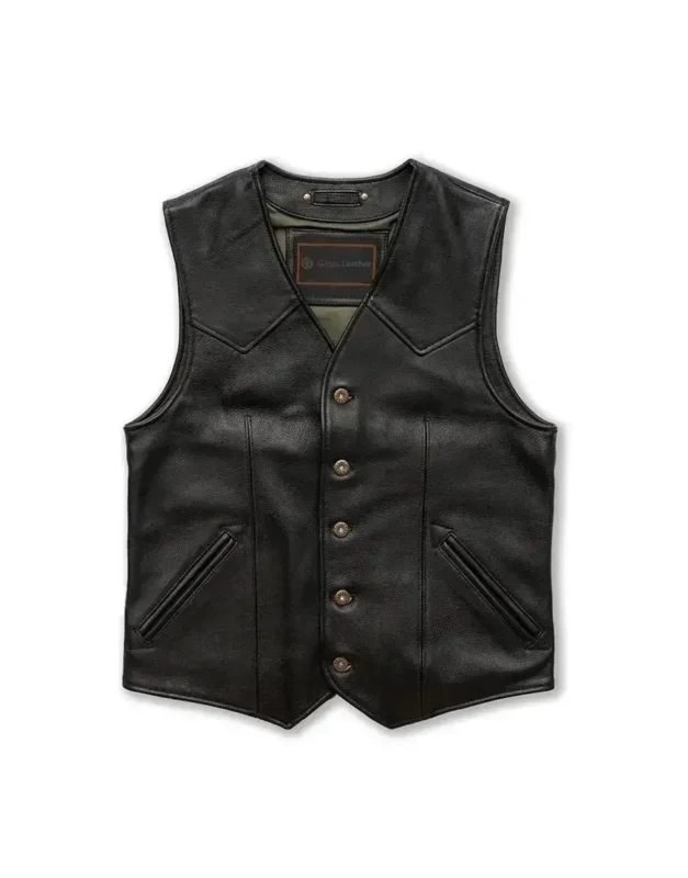 Best Leather Motorcycle Vest for Men - Gloss Leather