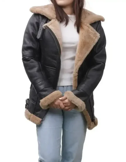 Black Leather Shearling Jacket