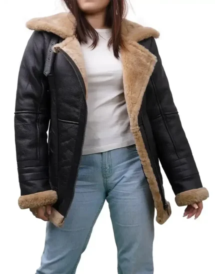 Black Leather Shearling Jacket